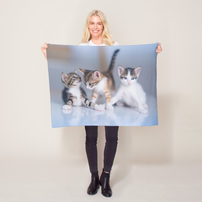 Cutest Baby Animals | 3 Tabby Kittens Fleece Blanket (In Situ)
