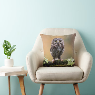 Cutest Baby Animals   A Baby Owl Throw Pillow