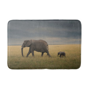 Cutest Baby Animals African Elephant Family Bath Mat