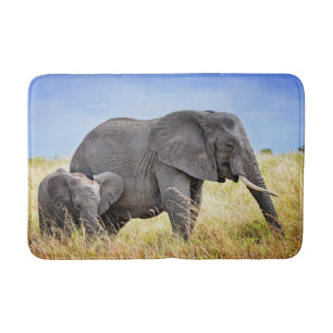 Cutest Baby Animals African Elephant & Mother Bath Mat