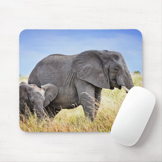 Cutest Baby Animals | African Elephant & Mother Mouse Pad (With Mouse)