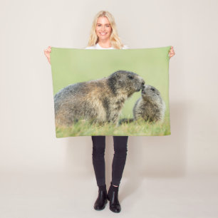 Cutest Baby Animals   Alpine Marmot Family Fleece Blanket