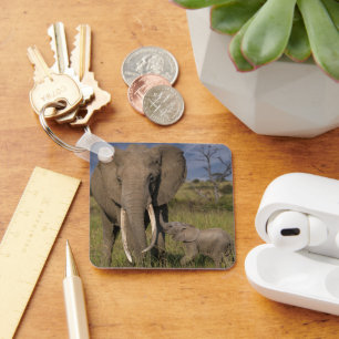 Cutest Baby Animals Amama Elephant With Baby Keychain