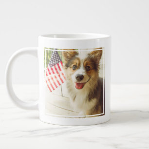 Cutest Baby Animals American Flag Corgi Large Coffee Mug