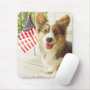 Cutest Baby Animals   American Flag Corgi Mouse Pad