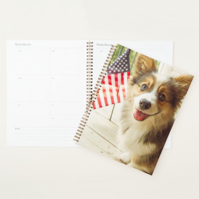 Cutest Baby Animals | American Flag Corgi Planner (Display)
