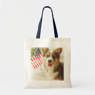 Cutest Baby Animals American Flag Corgi Tote Bag