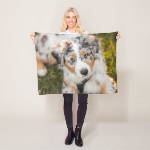 Cutest Baby Animals Australian Shepherd Puppy Fleece Blanket