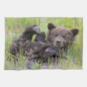 Cutest Baby Animals Baby Brown Bear Cub Kitchen Towel
