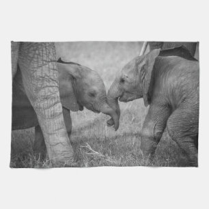 Cutest Baby Animals Baby Elephants Greeting Kitchen Towel