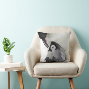 Cutest Baby Animals Baby Emperor Penguin Throw Pillow