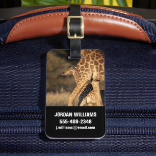 Cutest Baby Animals   Baby Giraffe & Parent Luggage Tag