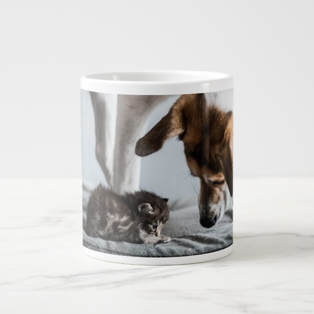 Cutest Baby Animals | Baby Kitten & Dog Large Coffee Mug (Front)