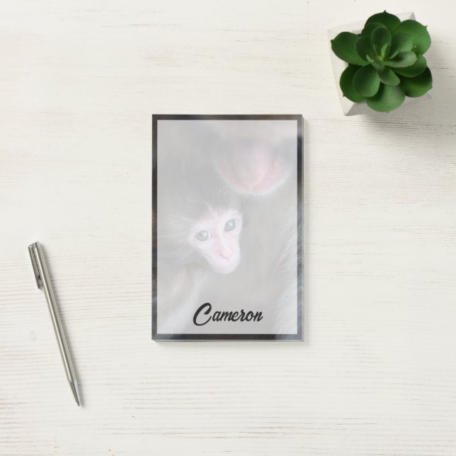 Cutest Baby Animals | Baby Macaque Monkey & Mother Post-it Notes (Office)