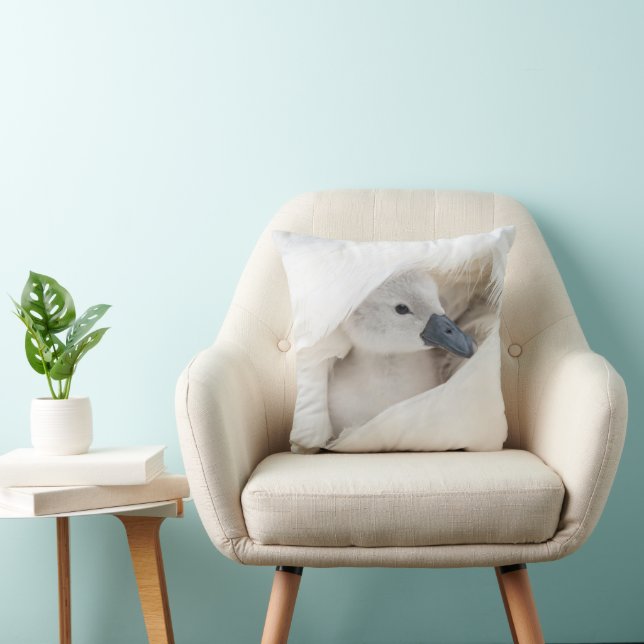 Cutest Baby Animals | Baby Mute Swan Throw Pillow (Chair)