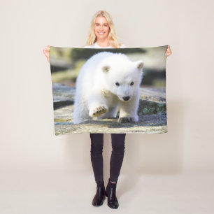 Cutest Baby Animals Baby Polar Bear Cub Fleece Blanket