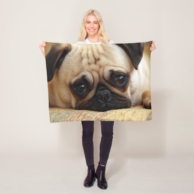 Cutest Baby Animals | Baby Pug Puppy Fleece Blanket (In Situ)