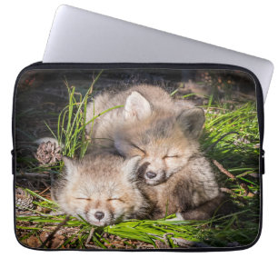 Cutest Baby Animals Baby Red Fox Kits Sleeping Laptop Sleeve