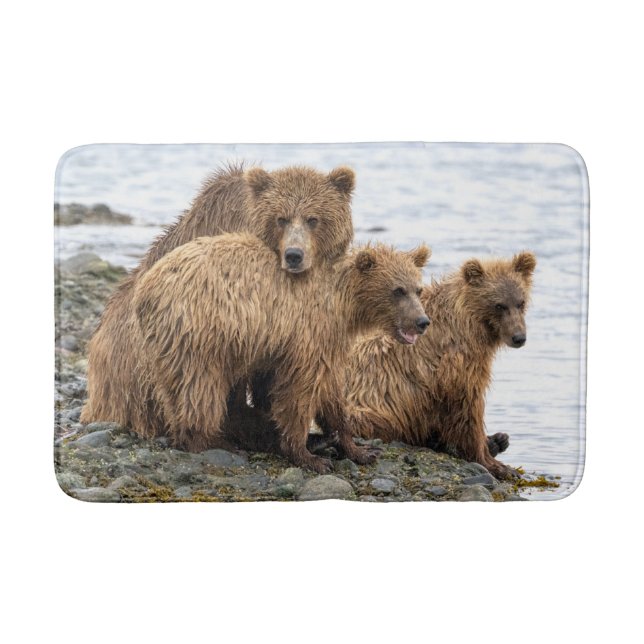Cutest Baby Animals | Bear & Cubs Bath Mat (Front)