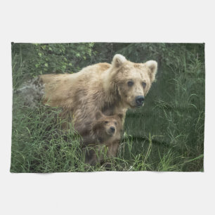 Cutest Baby Animals Bear Mama Bear & Her Cubs Kitchen Towel