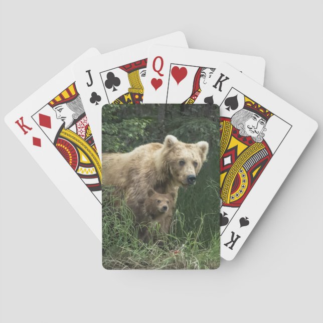 Cutest Baby Animals | Bear Mama Bear & Her Cubs Playing Cards (Back)