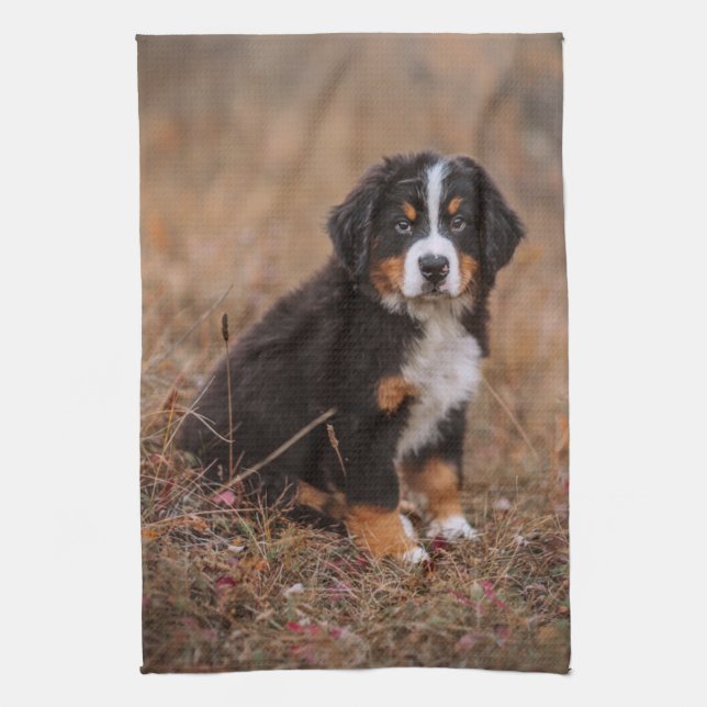 Cutest Baby Animals | Bernese Mountain Dog Kitchen Towel (Vertical)