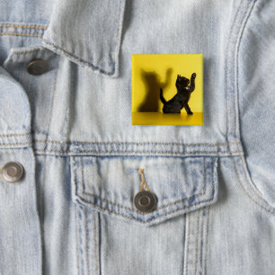 Cutest Baby Animals Black Cat Playing 2 Inch Square Button