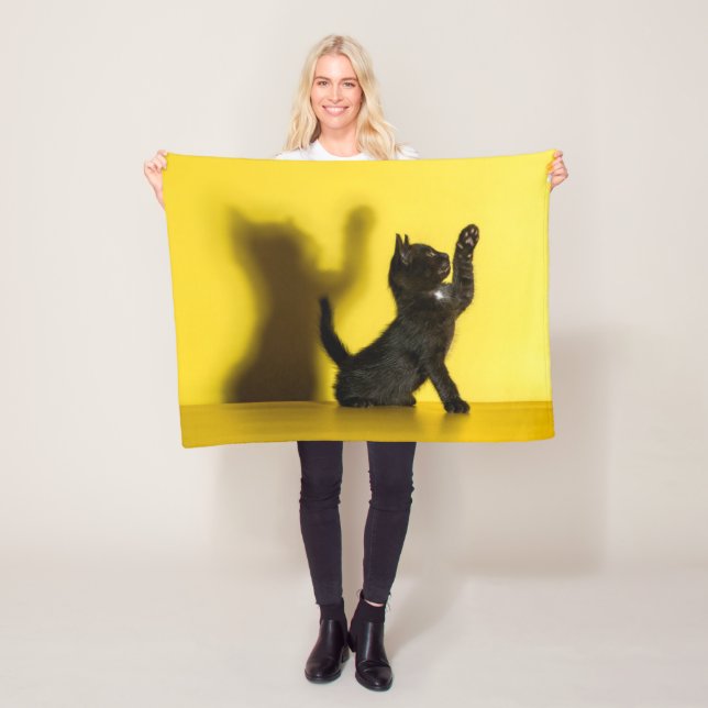 Cutest Baby Animals | Black Cat Playing Fleece Blanket (In Situ)