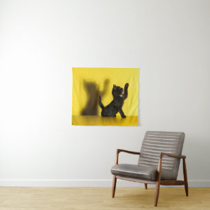 Cutest Baby Animals Black Cat Playing Tapestry