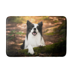 Cutest Baby Animals   Black & White Border Collie Bath Mat