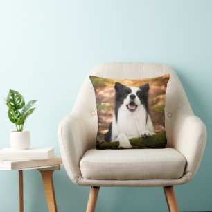 Cutest Baby Animals Black & White Border Collie Throw Pillow