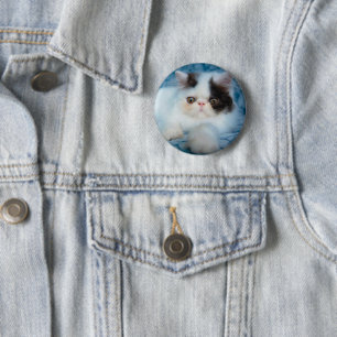 Cutest Baby Animals Black & White Kitten 2 Inch Round Button
