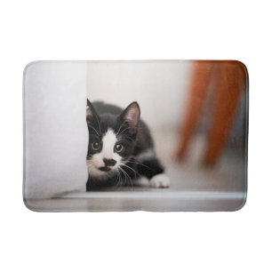 Cutest Baby Animals Black & White Kitten Bath Mat