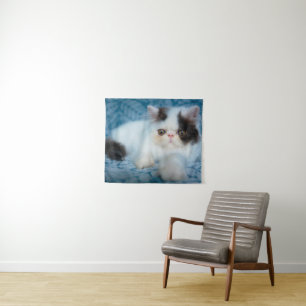 Cutest Baby Animals Black & White Kitten Tapestry