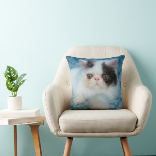 Cutest Baby Animals Black & White Kitten Throw Pillow