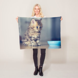 Cutest Baby Animals Blue-eyed Persian Kitten Fleece Blanket