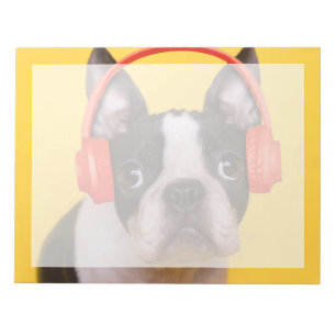 Cutest Baby Animals Boston Terrier Headphones Notepad