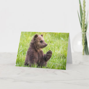 Cutest Baby Animals Brown Bear Cub Wave Card