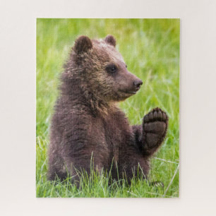 Cutest Baby Animals Brown Bear Cub Wave Jigsaw Puzzle