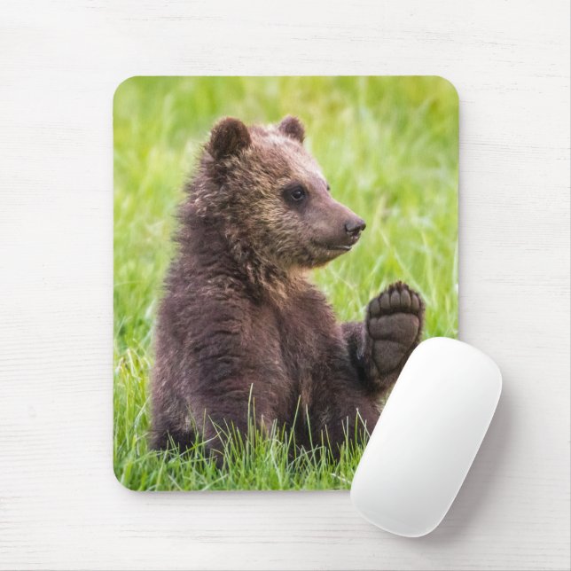 Cutest Baby Animals | Brown Bear Cub Wave Mouse Pad (With Mouse)