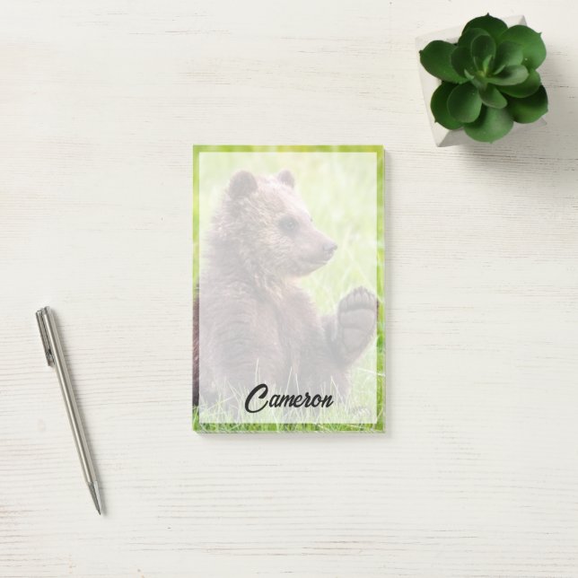 Cutest Baby Animals | Brown Bear Cub Wave Post-it Notes (Office)