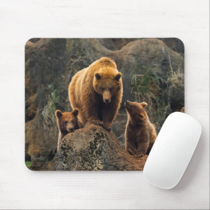 Cutest Baby Animals   Brown Bear Family Mouse Pad