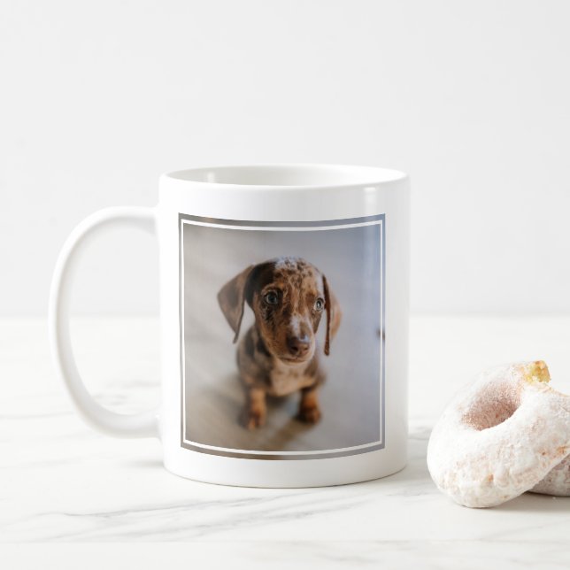 Cutest Baby Animals | Brown Dachshund Puppy Coffee Mug (With Donut)