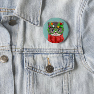 Cutest Baby Animals   Cat Christmas Sweater 2 Inch Round Button