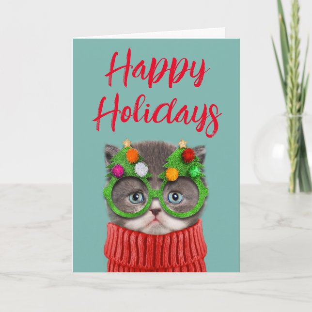 Cutest Baby Animals | Cat Christmas Sweater Card (Front)