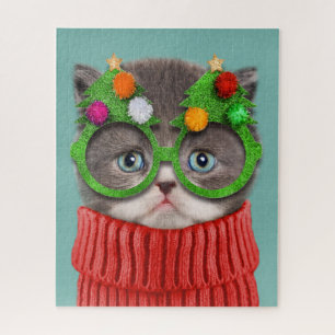 Cutest Baby Animals   Cat Christmas Sweater Jigsaw Puzzle