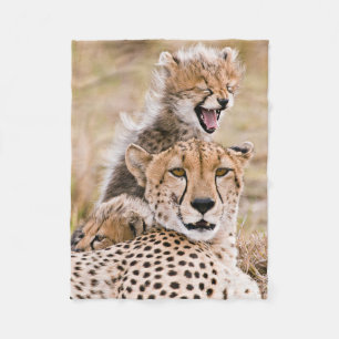 Cutest Baby Animals   Cheetah Cat & Cub Fleece Blanket