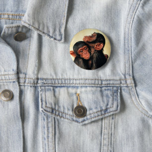 Cutest Baby Animals   Chimpanzee Hug 2 Inch Round Button
