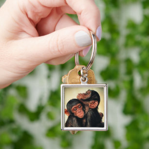 Cutest Baby Animals Chimpanzee Hug Keychain