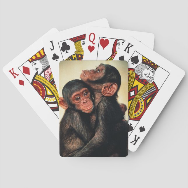 Cutest Baby Animals | Chimpanzee Hug Playing Cards (Back)